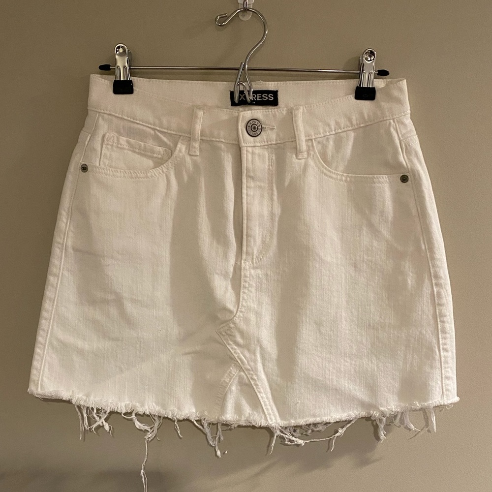 Express White Denim Skirt